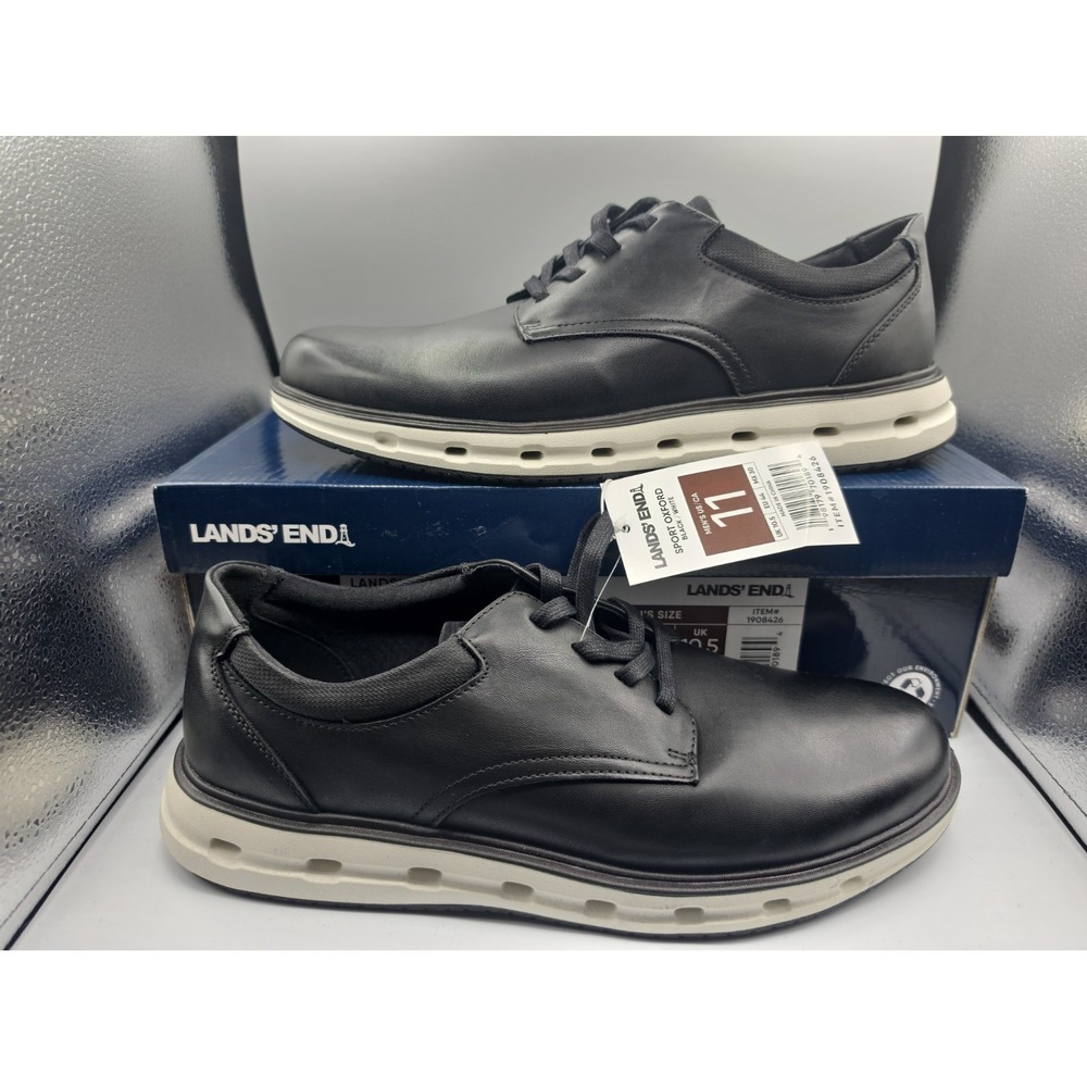 Lands End: Sport Oxford Black And White Shoes. Size 11 New With Box